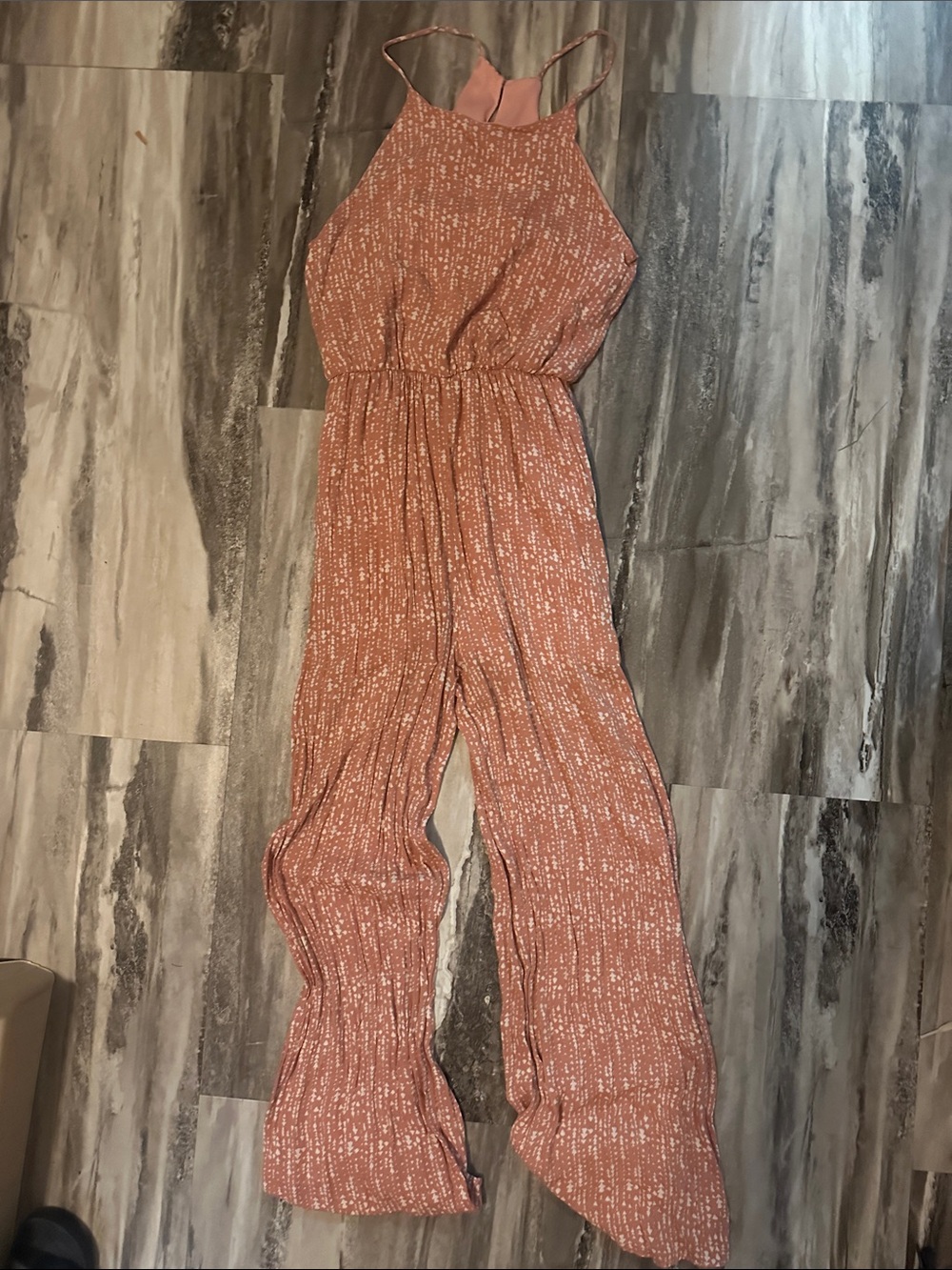 Everly Rust-Pink Halter Wide-Leg Jumpsuit